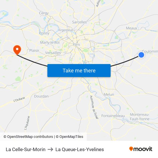 La Celle-Sur-Morin to La Queue-Les-Yvelines map