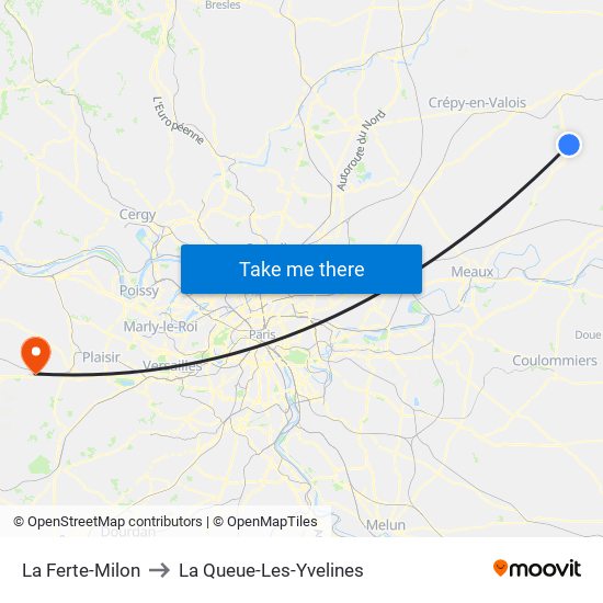 La Ferte-Milon to La Queue-Les-Yvelines map
