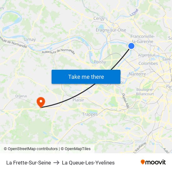 La Frette-Sur-Seine to La Queue-Les-Yvelines map