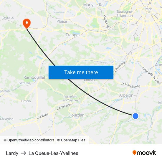 Lardy to La Queue-Les-Yvelines map