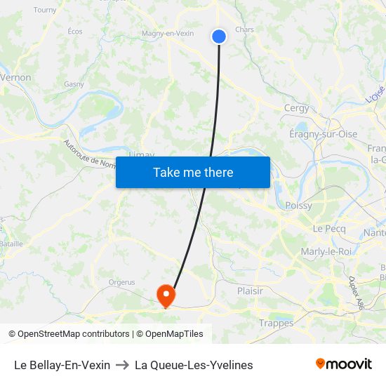 Le Bellay-En-Vexin to La Queue-Les-Yvelines map