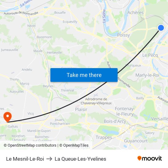 Le Mesnil-Le-Roi to La Queue-Les-Yvelines map