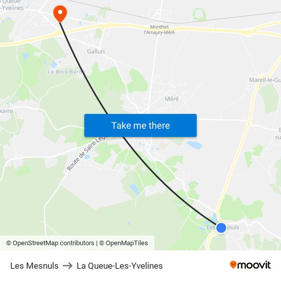 Les Mesnuls to La Queue-Les-Yvelines map