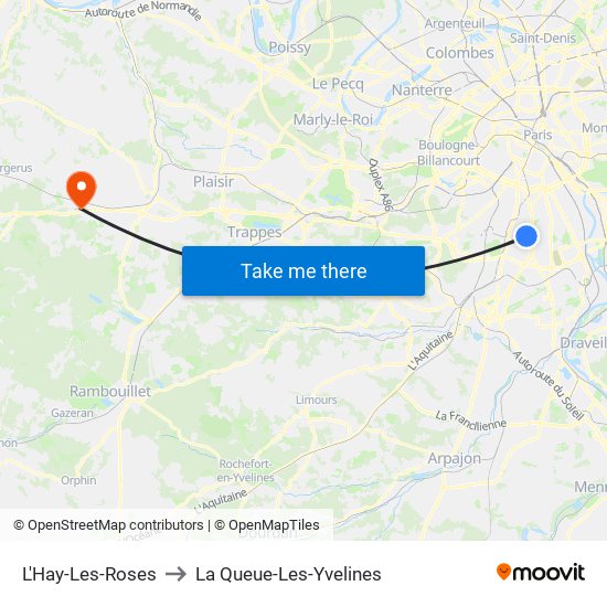 L'Hay-Les-Roses to La Queue-Les-Yvelines map