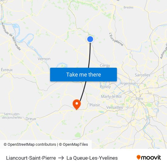 Liancourt-Saint-Pierre to La Queue-Les-Yvelines map