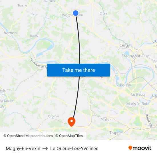 Magny-En-Vexin to La Queue-Les-Yvelines map