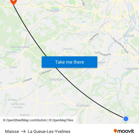 Maisse to La Queue-Les-Yvelines map