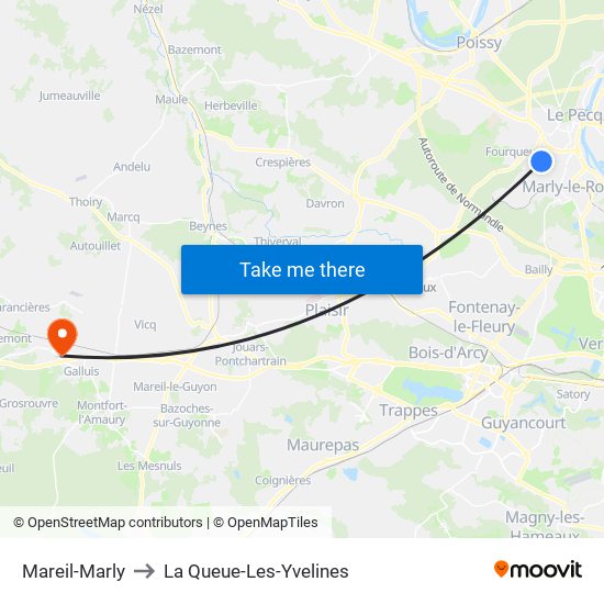 Mareil-Marly to La Queue-Les-Yvelines map