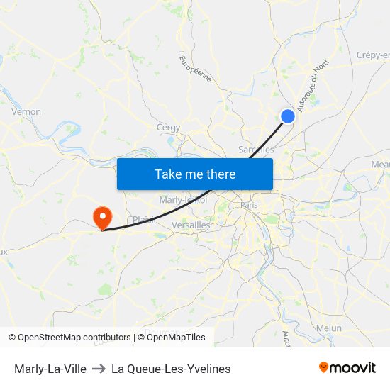 Marly-La-Ville to La Queue-Les-Yvelines map