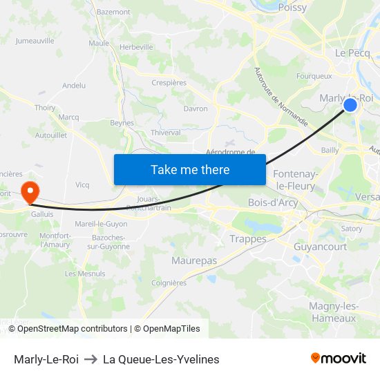 Marly-Le-Roi to La Queue-Les-Yvelines map