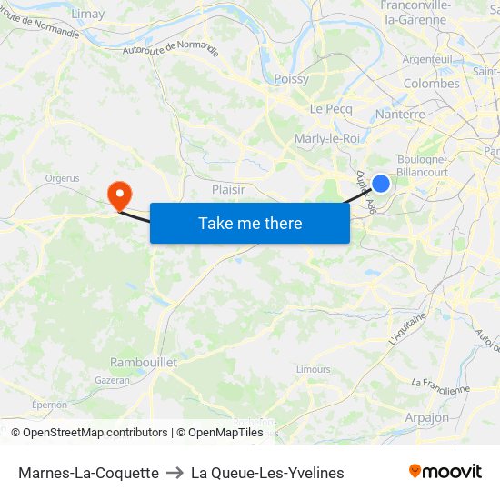 Marnes-La-Coquette to La Queue-Les-Yvelines map