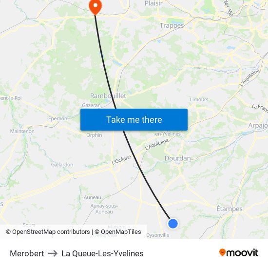 Merobert to La Queue-Les-Yvelines map