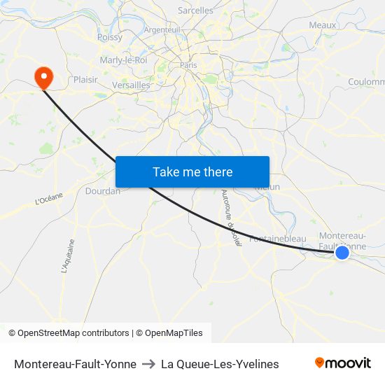 Montereau-Fault-Yonne to La Queue-Les-Yvelines map