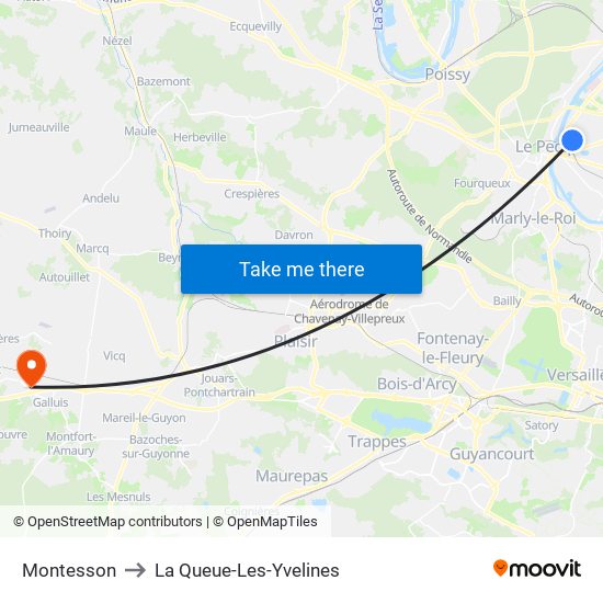 Montesson to La Queue-Les-Yvelines map