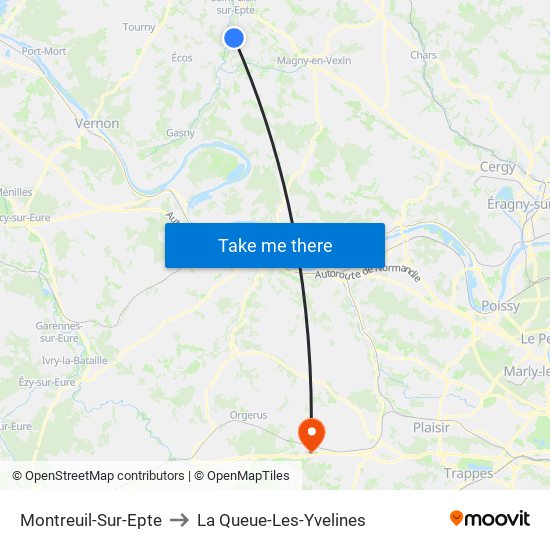 Montreuil-Sur-Epte to La Queue-Les-Yvelines map