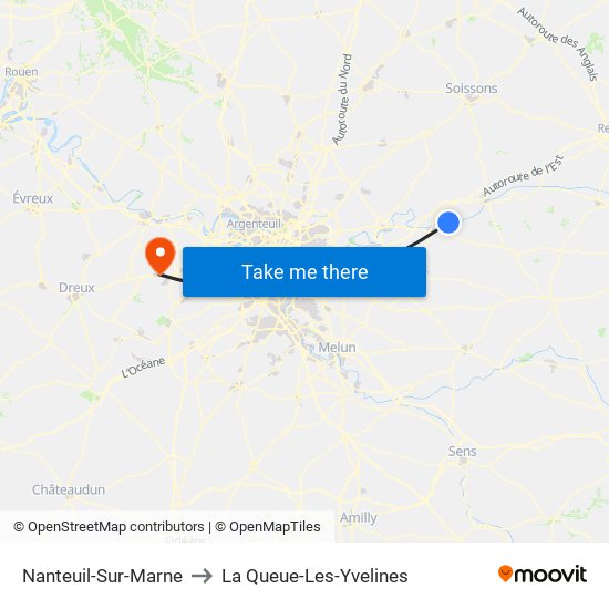Nanteuil-Sur-Marne to La Queue-Les-Yvelines map