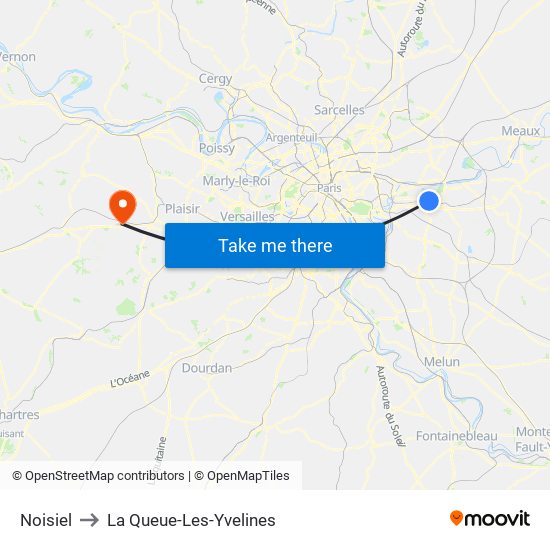 Noisiel to La Queue-Les-Yvelines map