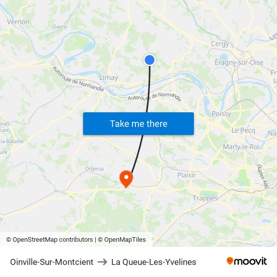 Oinville-Sur-Montcient to La Queue-Les-Yvelines map