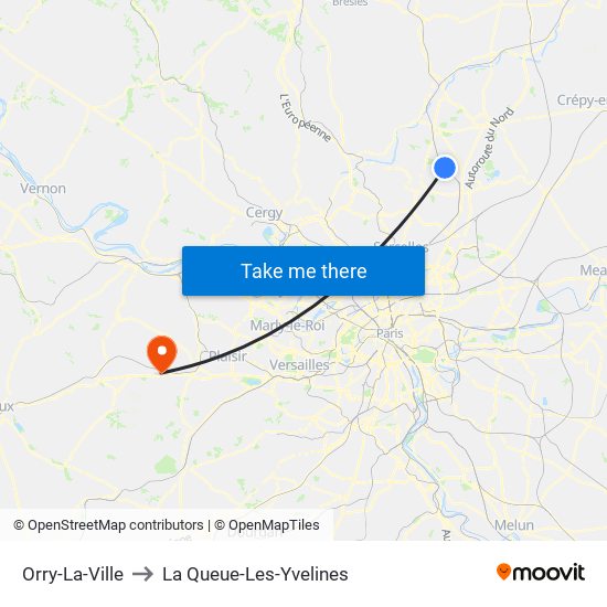 Orry-La-Ville to La Queue-Les-Yvelines map