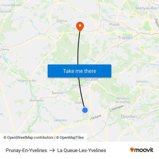 Prunay-En-Yvelines to La Queue-Les-Yvelines map
