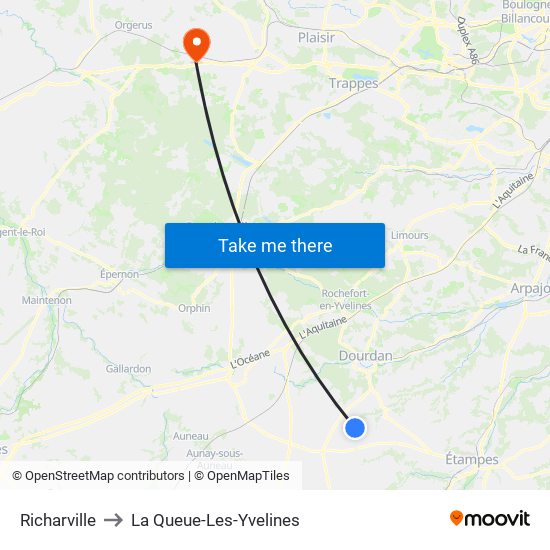 Richarville to La Queue-Les-Yvelines map