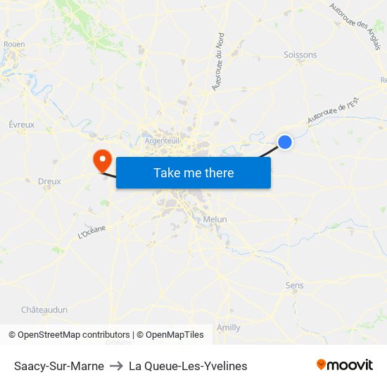 Saacy-Sur-Marne to La Queue-Les-Yvelines map