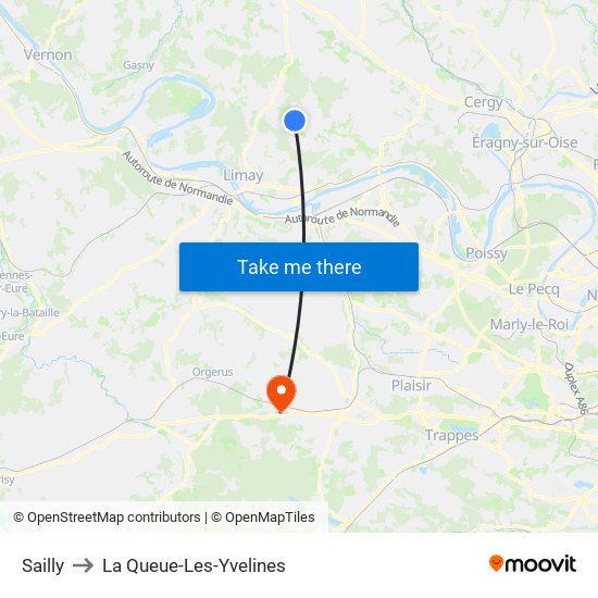 Sailly to La Queue-Les-Yvelines map
