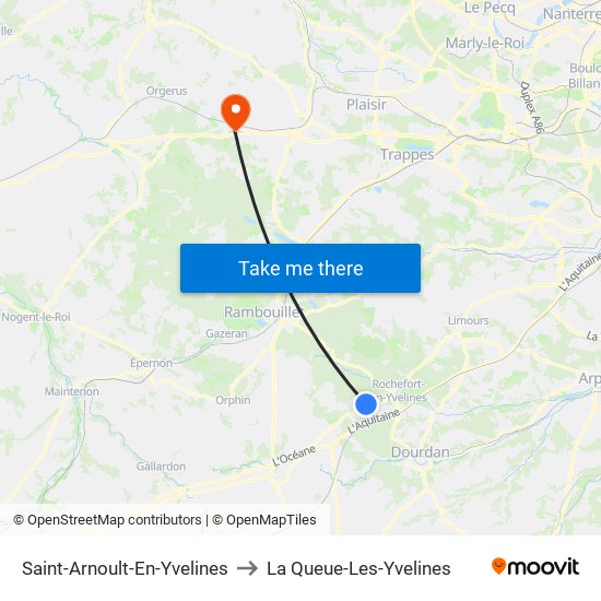 Saint-Arnoult-En-Yvelines to La Queue-Les-Yvelines map
