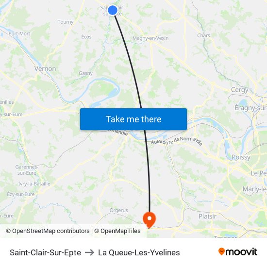 Saint-Clair-Sur-Epte to La Queue-Les-Yvelines map