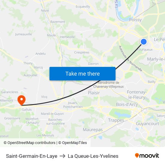 Saint-Germain-En-Laye to La Queue-Les-Yvelines map