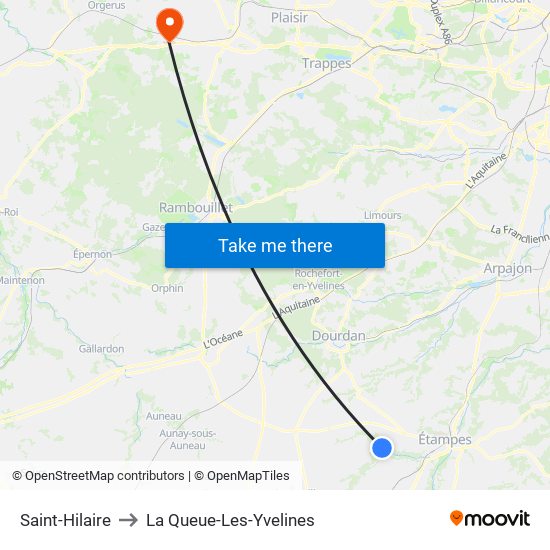 Saint-Hilaire to La Queue-Les-Yvelines map