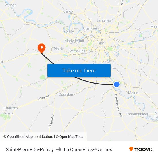 Saint-Pierre-Du-Perray to La Queue-Les-Yvelines map