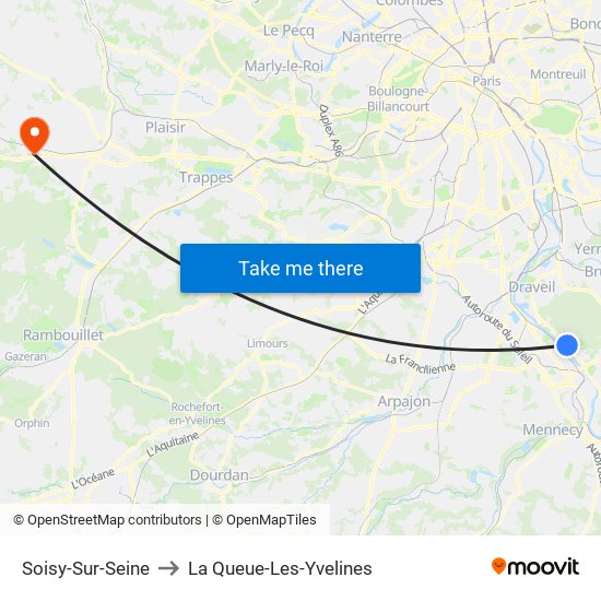 Soisy-Sur-Seine to La Queue-Les-Yvelines map