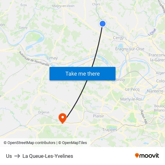 Us to La Queue-Les-Yvelines map