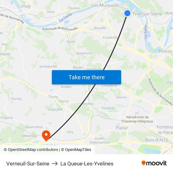 Verneuil-Sur-Seine to La Queue-Les-Yvelines map