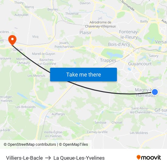 Villiers-Le-Bacle to La Queue-Les-Yvelines map