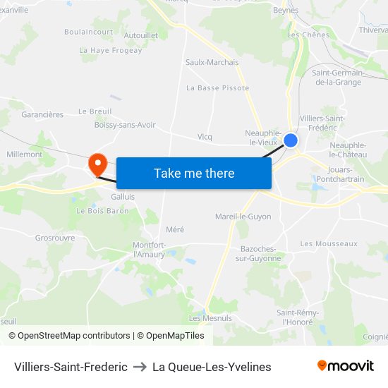 Villiers-Saint-Frederic to La Queue-Les-Yvelines map