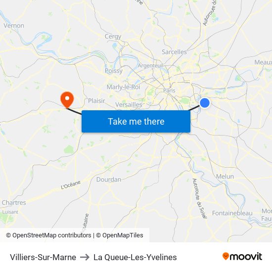 Villiers-Sur-Marne to La Queue-Les-Yvelines map