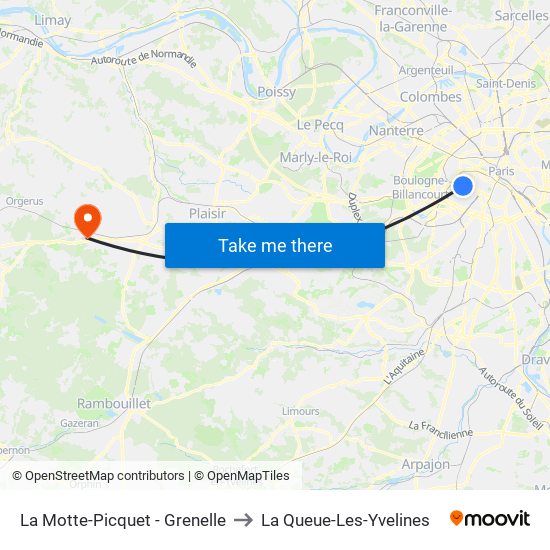 La Motte-Picquet - Grenelle to La Queue-Les-Yvelines map
