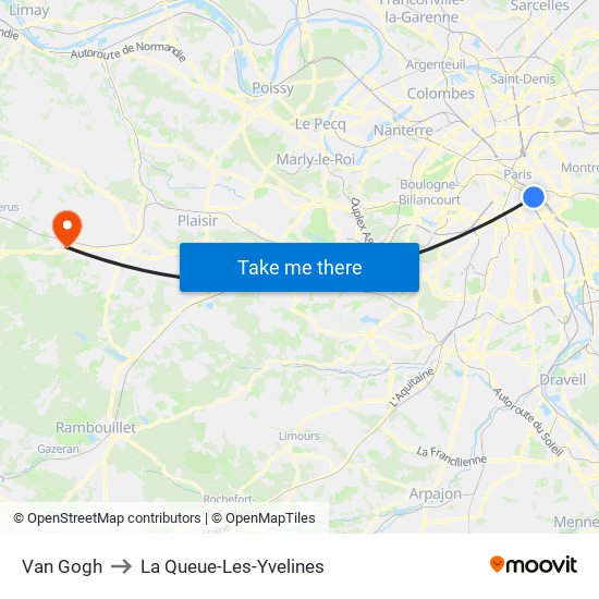 Van Gogh to La Queue-Les-Yvelines map