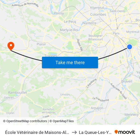 École Vétérinaire de Maisons-Alfort - Métro to La Queue-Les-Yvelines map