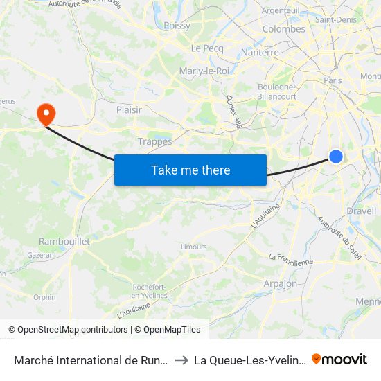 Marché International de Rungis to La Queue-Les-Yvelines map