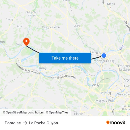 Pontoise to La Roche-Guyon map