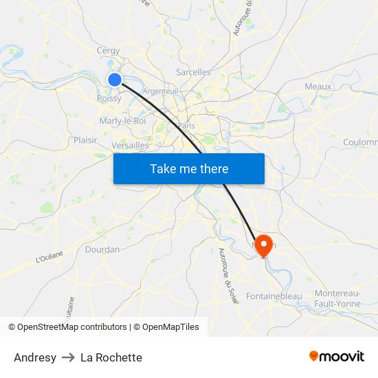 Andresy to La Rochette map