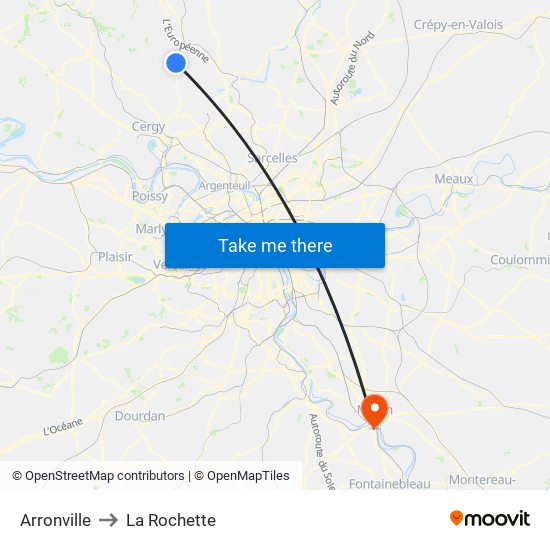 Arronville to La Rochette map