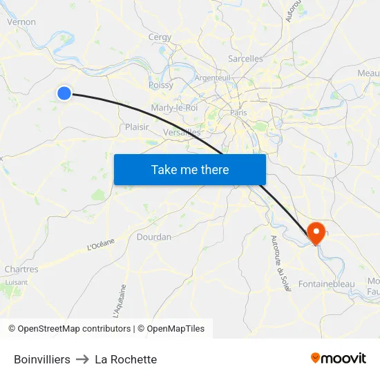 Boinvilliers to La Rochette map
