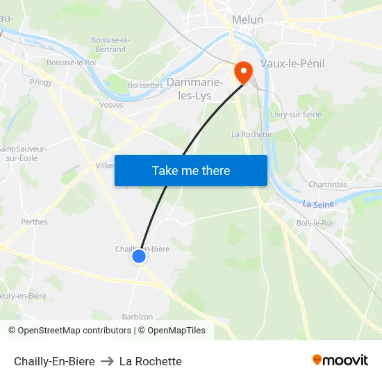 Chailly-En-Biere to La Rochette map