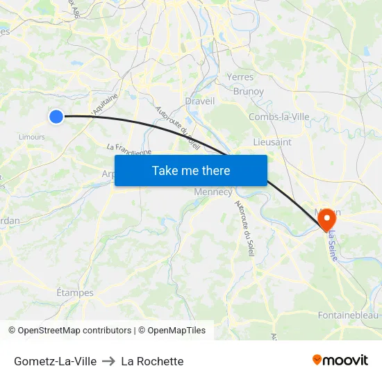 Gometz-La-Ville to La Rochette map