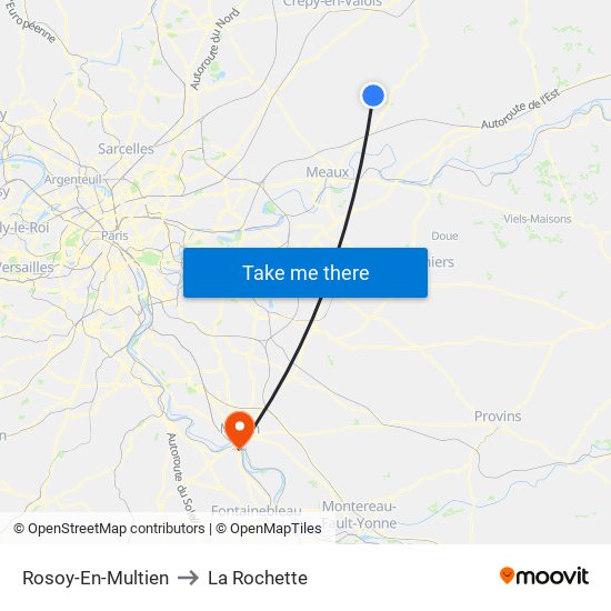 Rosoy-En-Multien to La Rochette map
