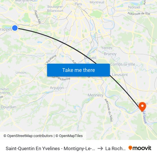 Saint-Quentin En Yvelines - Montigny-Le-Bretonneux to La Rochette map